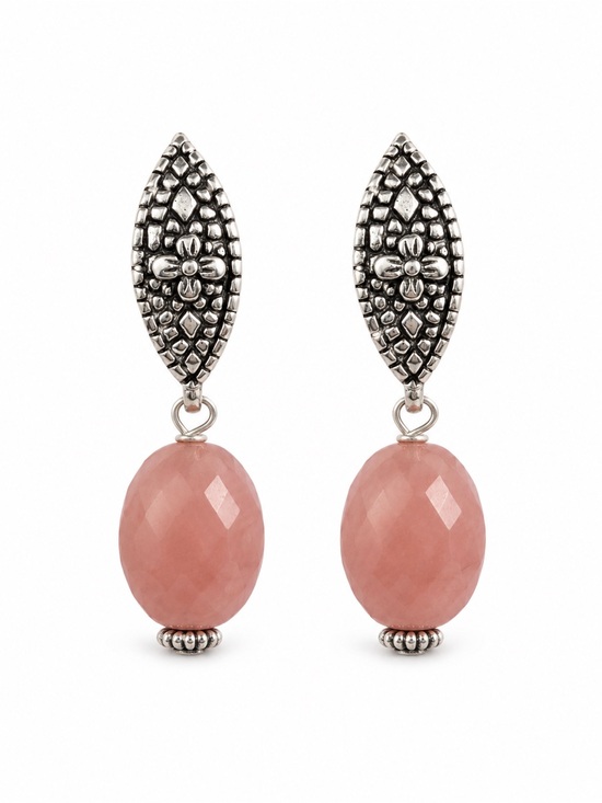 Venus and Vulcan Jewelry - HKB15 Guava Quartz Bali Hook Earrings